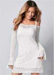 Sweater Dress with White Lace